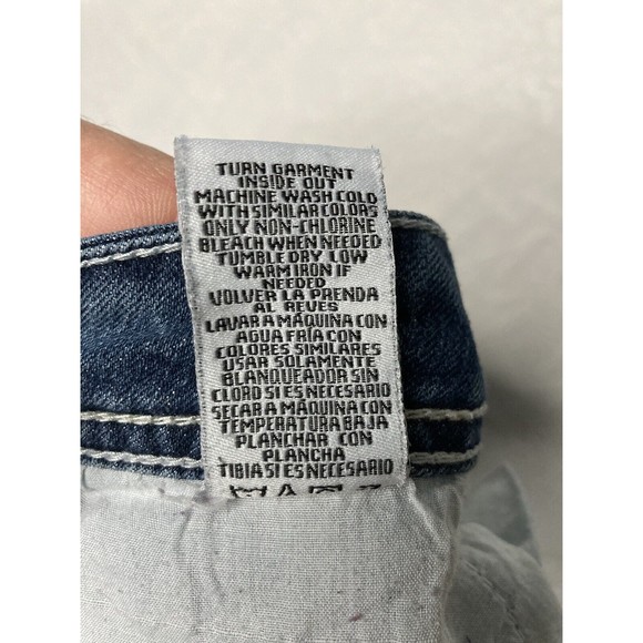 Bongo Womens Y2K Denim Distressed Jeans Low Rise Rolled Hem Embroidered Size 7 - Picture 15 of 16